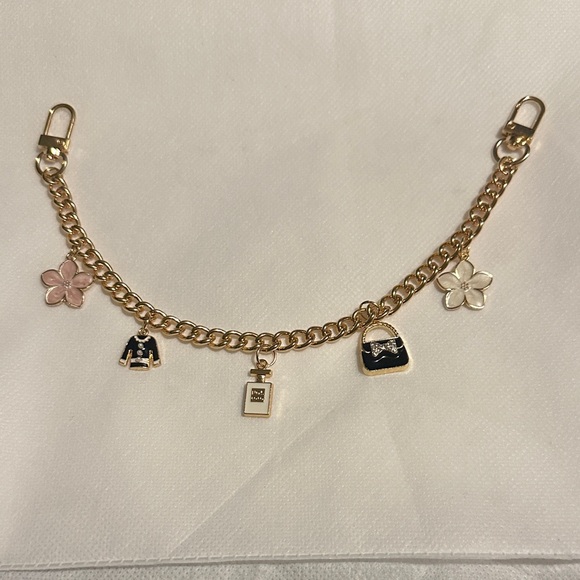Accessories - Unbranded Gold Bag Charm with Pink and Black Accents